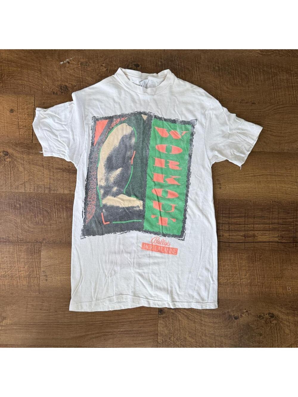 Vintage 80s Bally Jack LaLanne Workout Tee Hanes Graphic White
